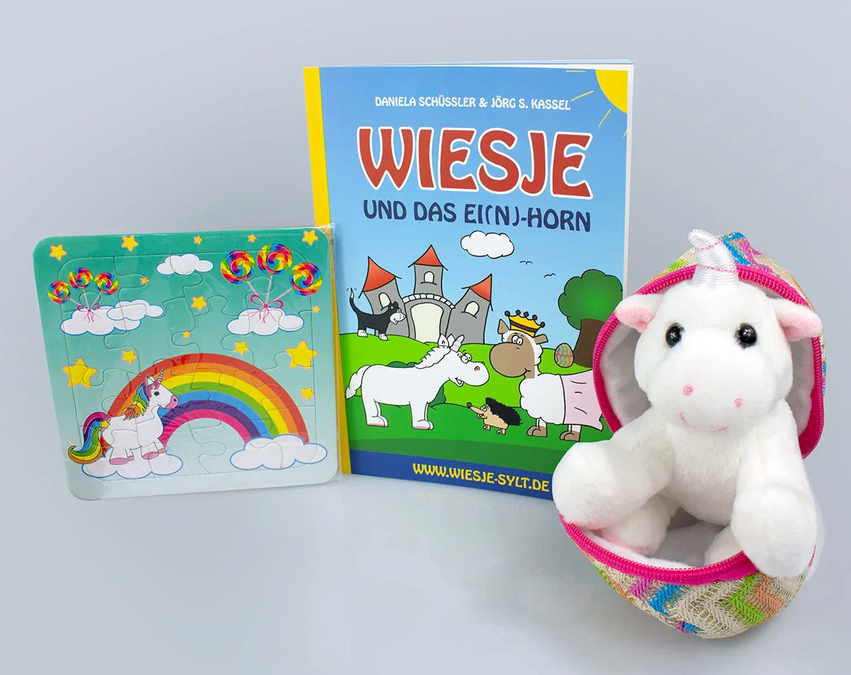 Wiesje und das Ei(n)-Horn + Plüsch-Einhorn + Puzzle