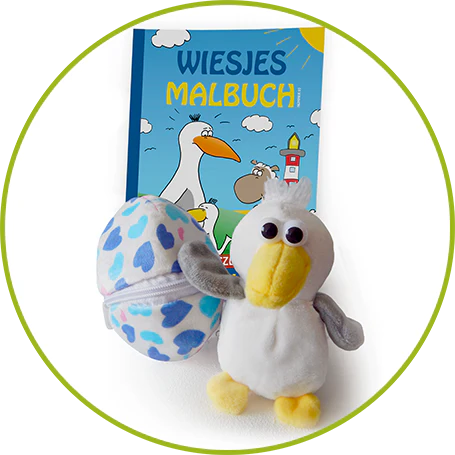 Malbuch + Plüsch-Babymöwe